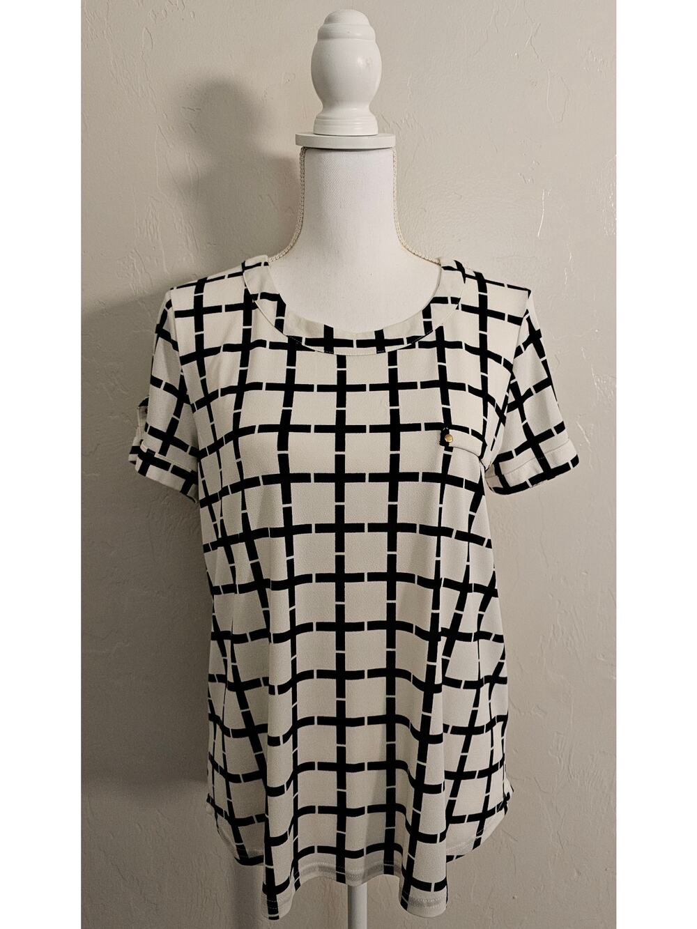 The Workshop White & Black Plaid Blouse